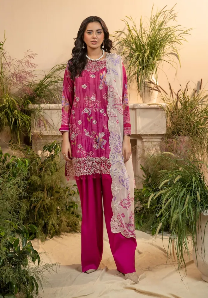 Gulljee Pakistani Organza Embroidered Digital Printed Lawn 3-Piece Suit - Shopemart 1