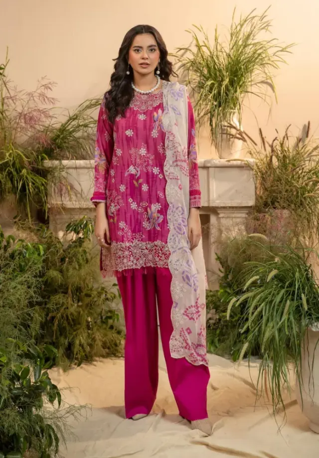 Gulljee Pakistani Organza Embroidered Digital Printed Lawn 3-Piece Suit - Shopemart 1