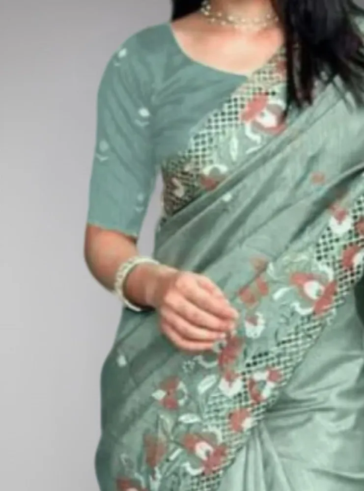 Luxury Designer Saree with Embroidery & Multi-Thread Work - Shopemart 1