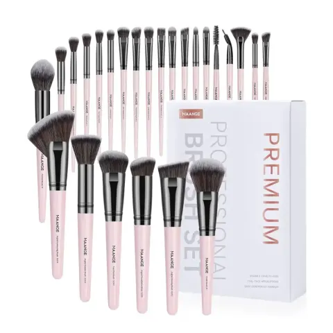 MAANGE 25Pcs Professional Premium Makeup Brush Set - Pink — Maange