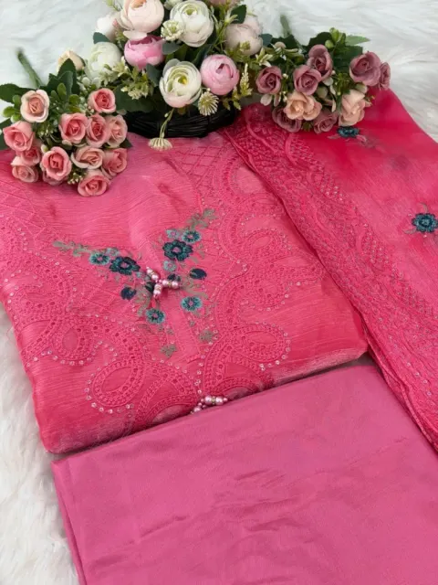Premium Embroidered Jimmy Chu Georgette 4-Piece Set for Women - Shopemart 1