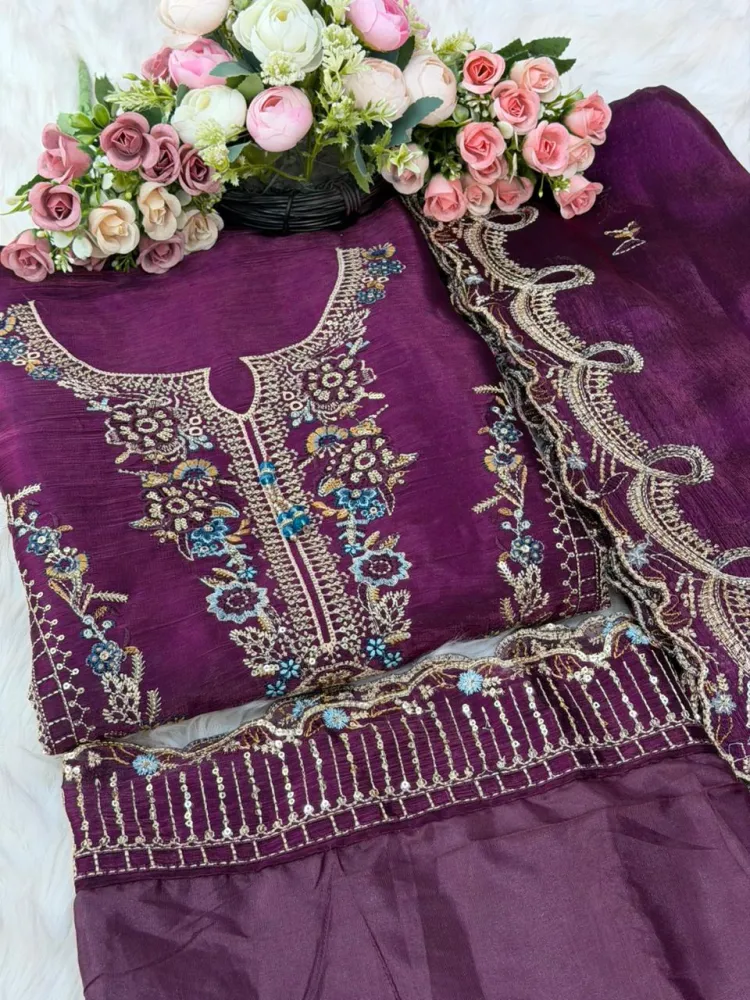 Premium Embroidered Jimmy Chu Georgette 4-Piece Set for Women - Shopemart 1