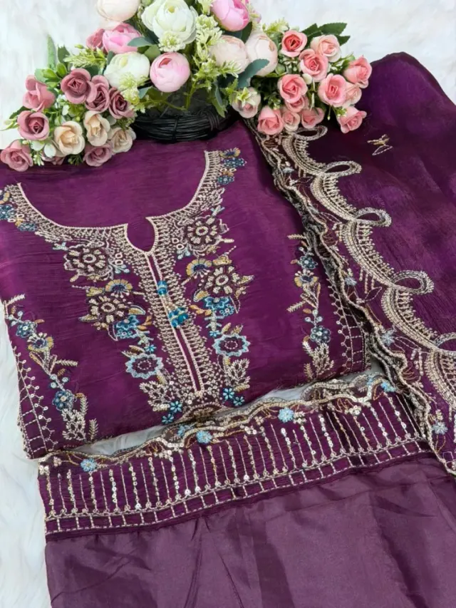 Premium Embroidered Jimmy Chu Georgette 4-Piece Set for Women - Shopemart 1