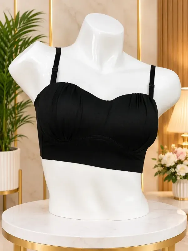 Black Premium Stepless Padded Push-Up Bra | Seamless Comfort & Elegant Support