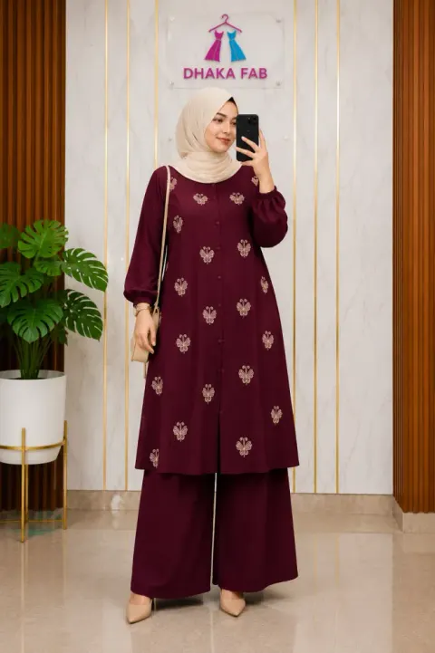 Butterfly Embroidery Co-Ord Set – Premium CEY Malaysian Cotton - Shopemart