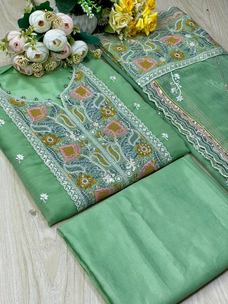 Premium Embroidered Shiffon Georgette 4-Piece For Women - Shopemart 1