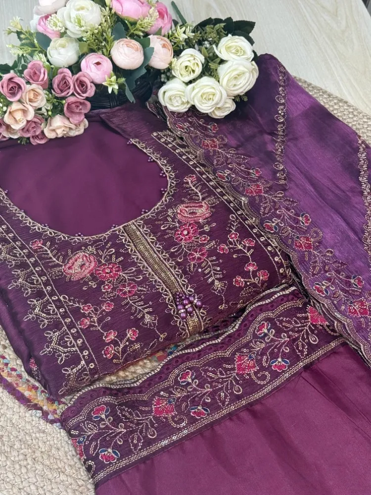 Premium Embroidered Jimmy Chu Georgette 4-Piece Set for Women - Shopemart 1