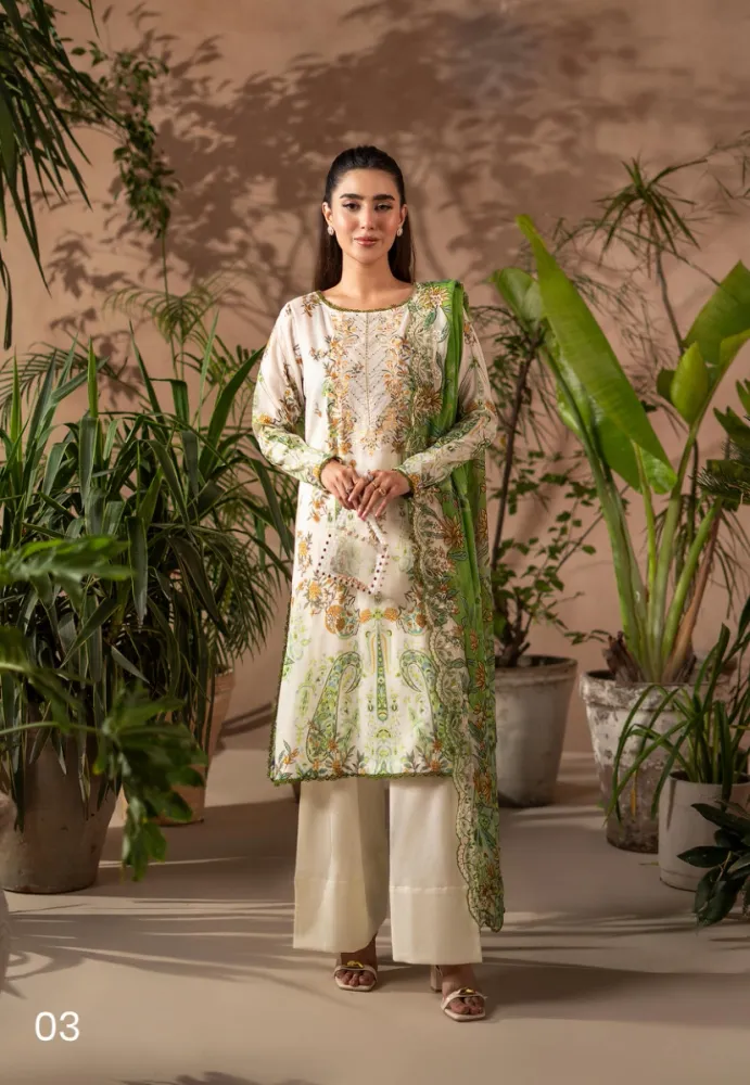 GullJee Rang Pasand Embroidery Lawn - Shopemart 1