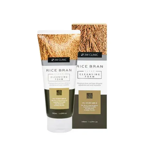 3W Clinic Rice Bran Clear Cleansing Foam 180ml — 3W CLINIC face wash