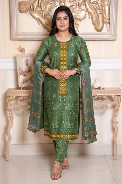 Noor Elegance Rewan Cotton Three Piece Set - Shopemart