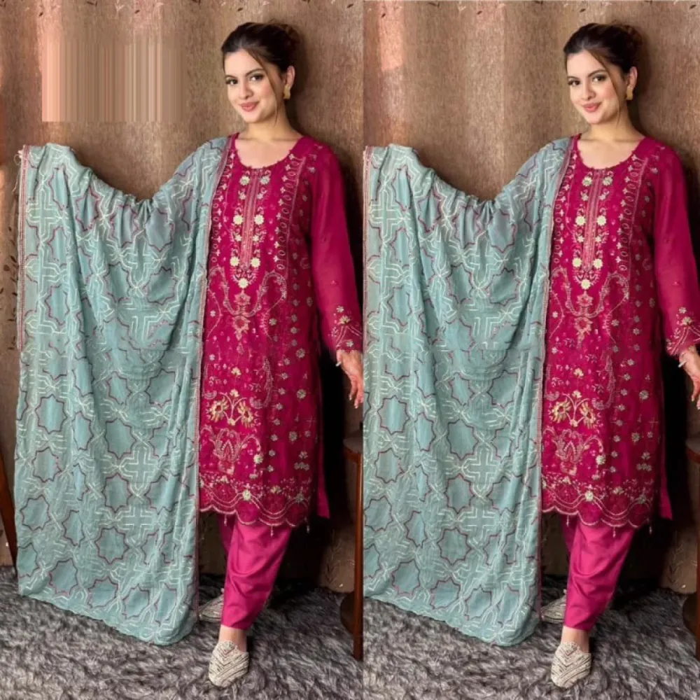Georgette Semi Stitched Salwar Suit - Shopemart 1