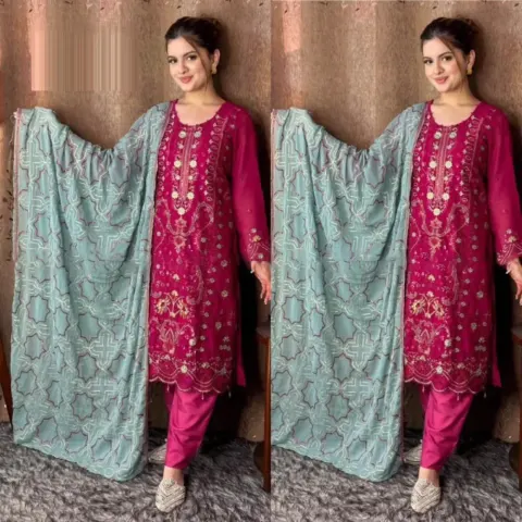 Georgette Semi Stitched Salwar Suit - Shopemart 1