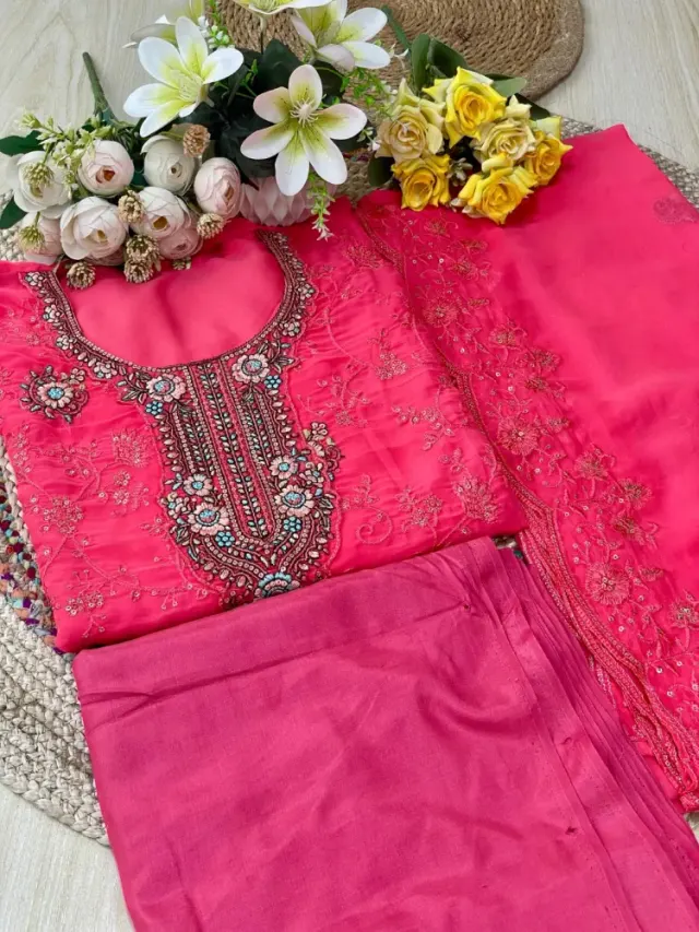Premium Embroidered Soft Georgette 4-Piece For Women - Shopemart 1