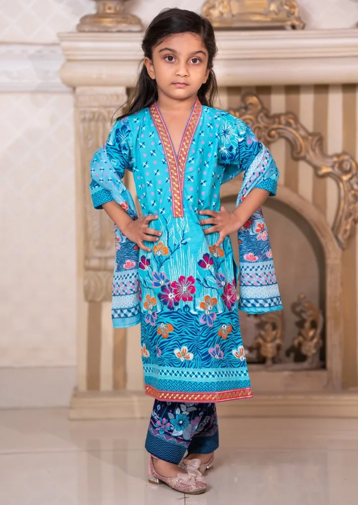 Baby Girl 3-Piece Salwar Kameez Set with Dupatta - Shopemart
