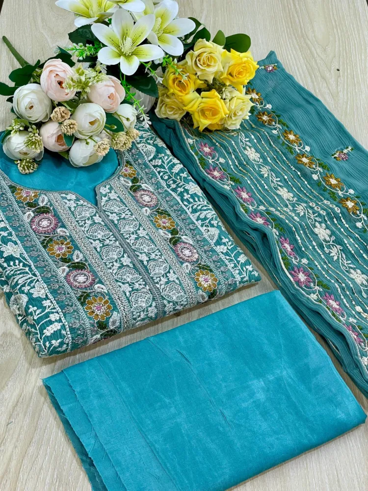 Premium Embroidered Shiffon Georgette 4-Piece For Women - Shopemart 1