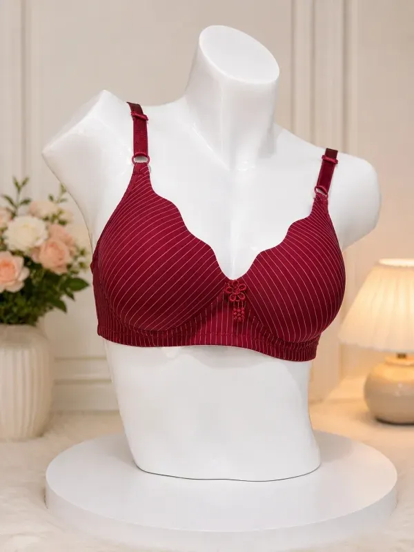 Red Elegant Floral Lace Full Coverage Comfort Bra