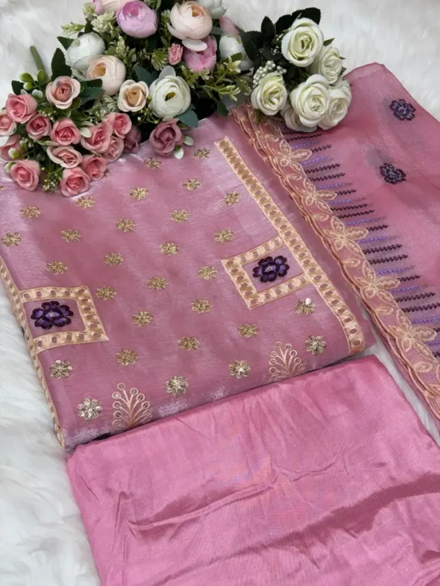 Premium Embroidered Jimmy Chu Georgette 4-Piece Set for Women - Shopemart 1