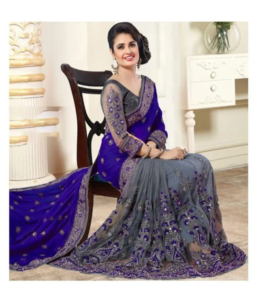 Georgette Embroidered Saree for Women - Shopemart