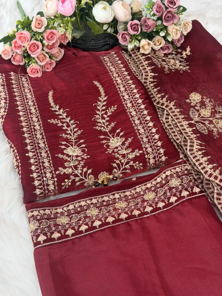 Premium Embroidered Jimmy Chu Georgette 4-Piece Set for Women - Shopemart 1