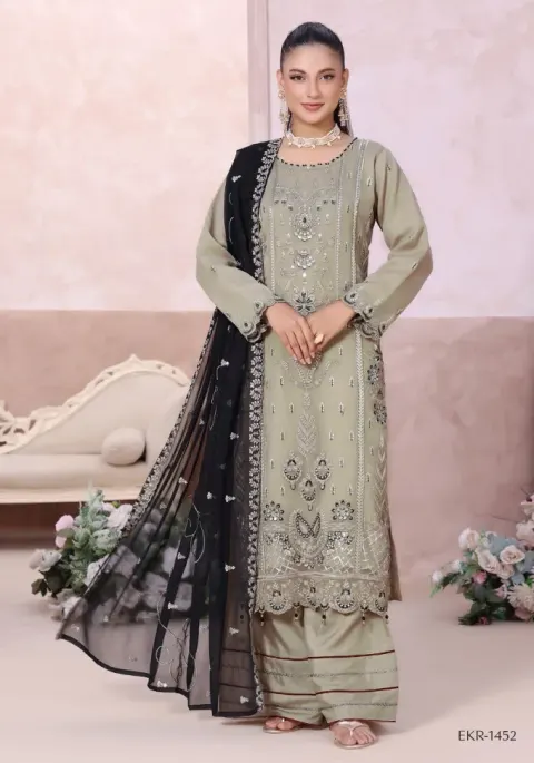 MAHJABEEN – Premium Shifoon Semi-Stitched Collection - Shopemart 1