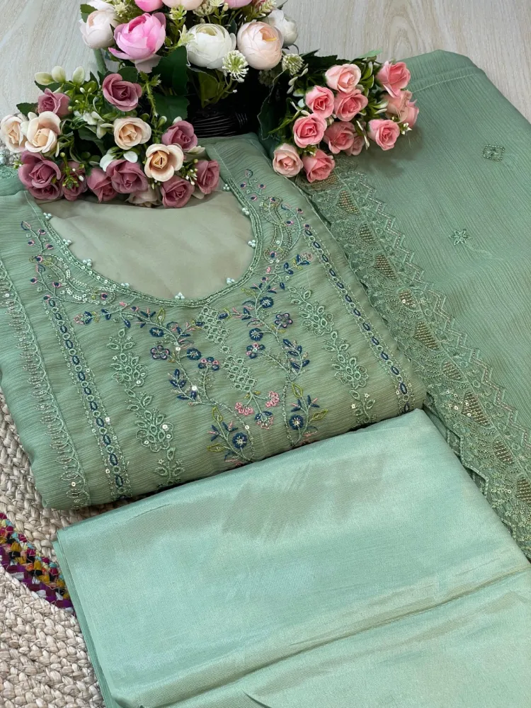 Premium Embroidered Shiffon Georgette 4-Piece For Women - Shopemart 1