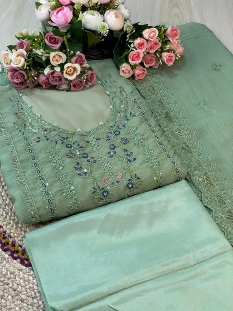 Premium Embroidered Shiffon Georgette 4-Piece For Women - Shopemart 1