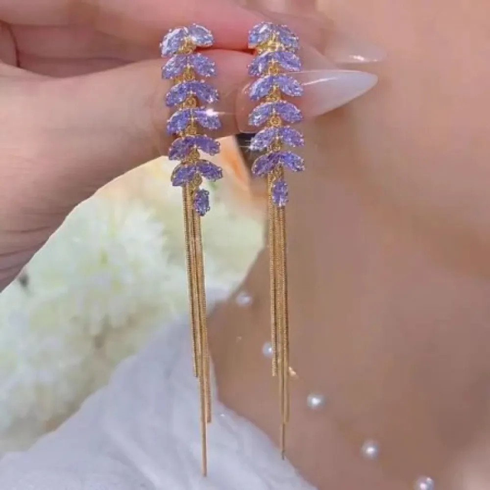 Purple Zircon Earrings-10110