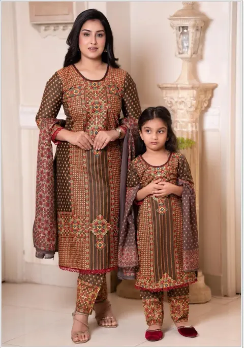 Mom & Daughter Matching Premium Cotton Three Piece Set - Shopemart