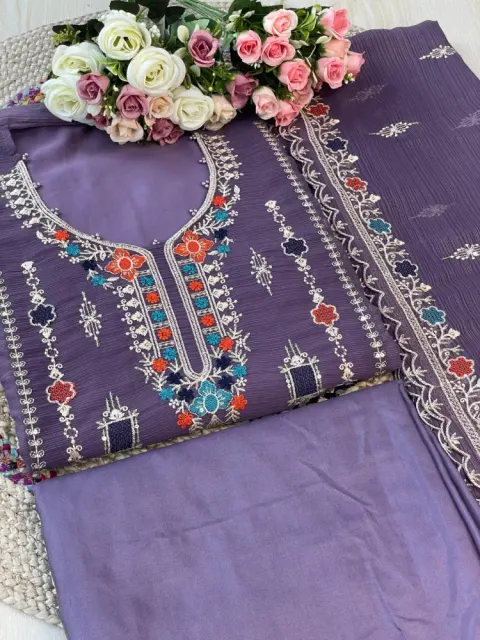 Premium Embroidered Shiffon Georgette 4-Piece For Women - Shopemart 1