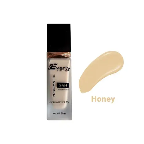 Everly Pure Matte Full Coverage Liquid Foundation 24H SPF15 - Honey — EVERLY sunscreen