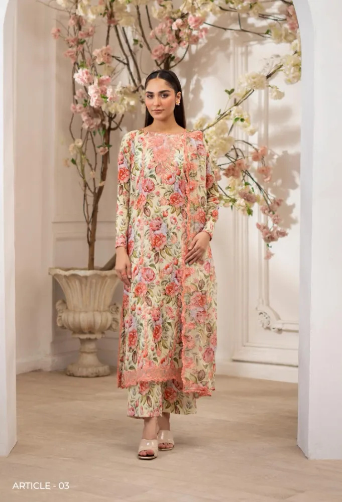 Gulljee Ziva Embroidered Digital Printed Lawn - Shopemart 1
