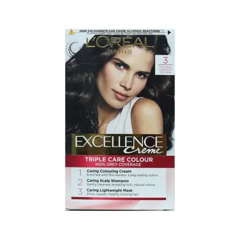 L'Oreal Excellence Creme Triple Care Colour - 3 Natural Darkest Brown — LOREAL beauty product