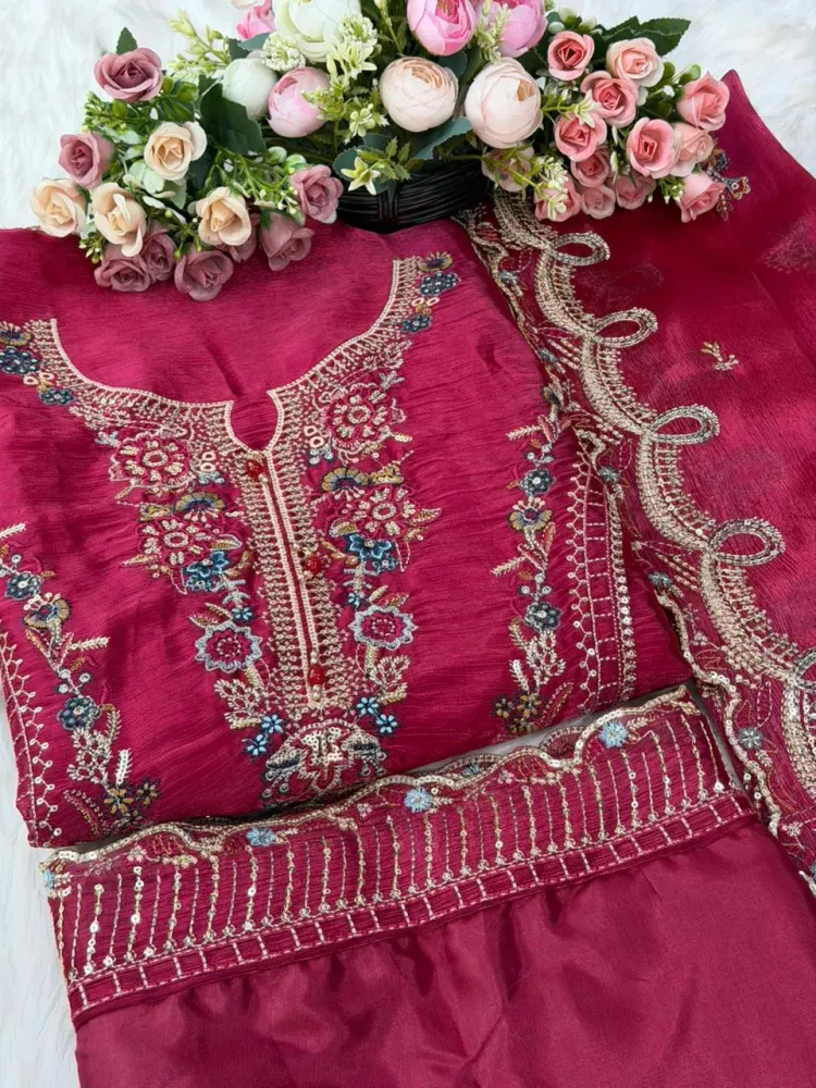 Premium Embroidered Jimmy Chu Georgette 4-Piece Set for Women - Shopemart 1