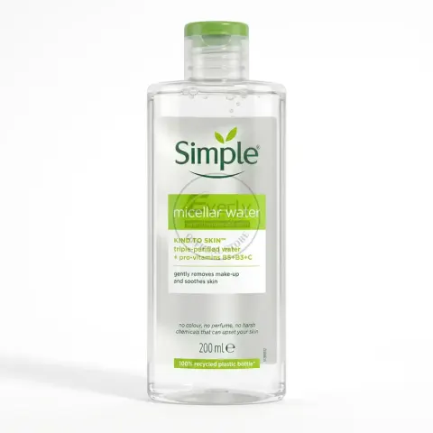 Simple Kind to Skin Micellar Cleansing Water for Sensitive Skin & Makeup Removal - 200ml — Simple