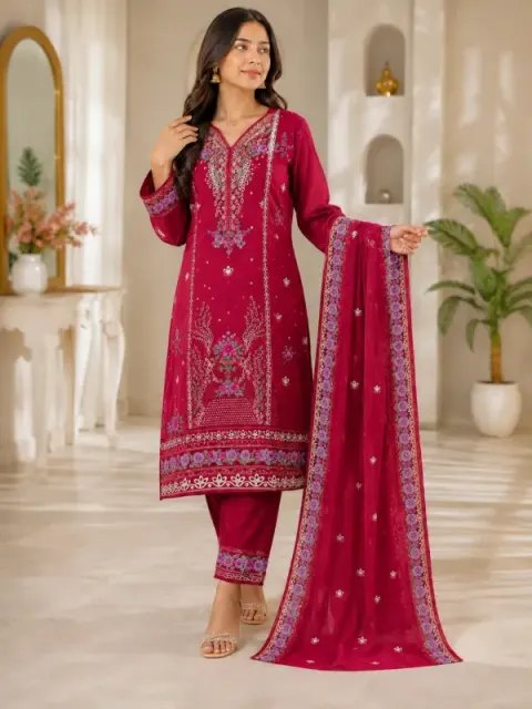 Dragon Premium Star Georgette Embroidered 4-Piece for Women