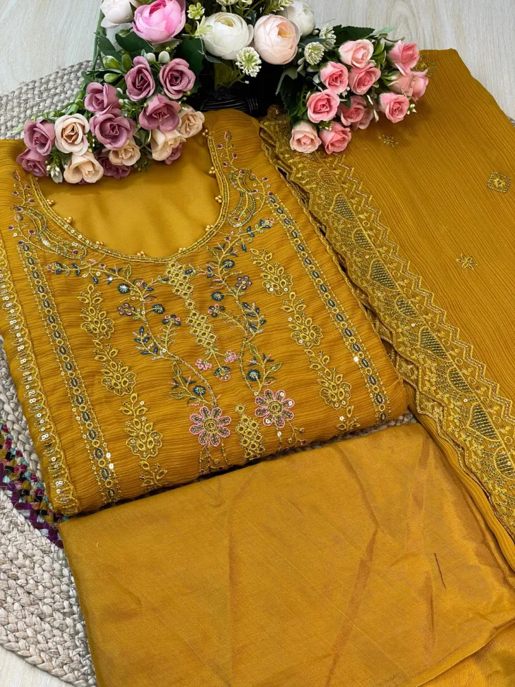 Premium Embroidered Shiffon Georgette 4-Piece For Women - Shopemart 1