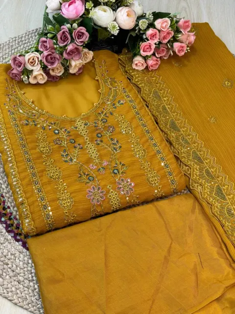Premium Embroidered Shiffon Georgette 4-Piece For Women - Shopemart 1
