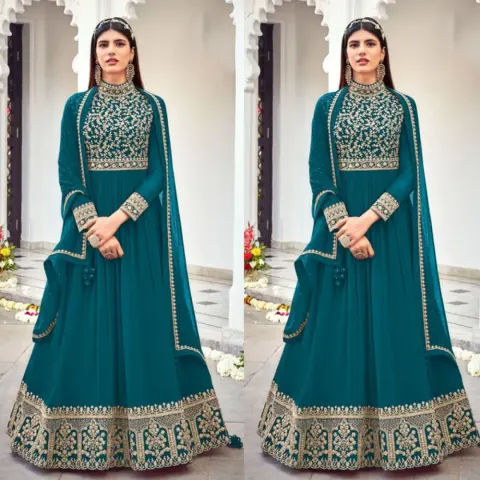 Teal Blue Luxury Women's Gown – Perfect for Every Occasion - Shopemart