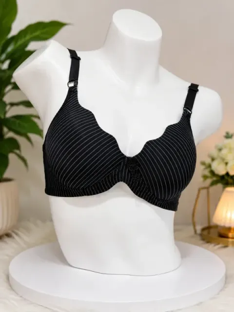 Black Elegant Floral Lace Full Coverage Comfort Bra