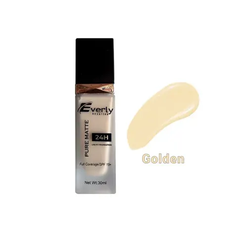 Everly Pure Matte Full Coverage Liquid Foundation 24H SPF15 - Golden — EVERLY sunscreen
