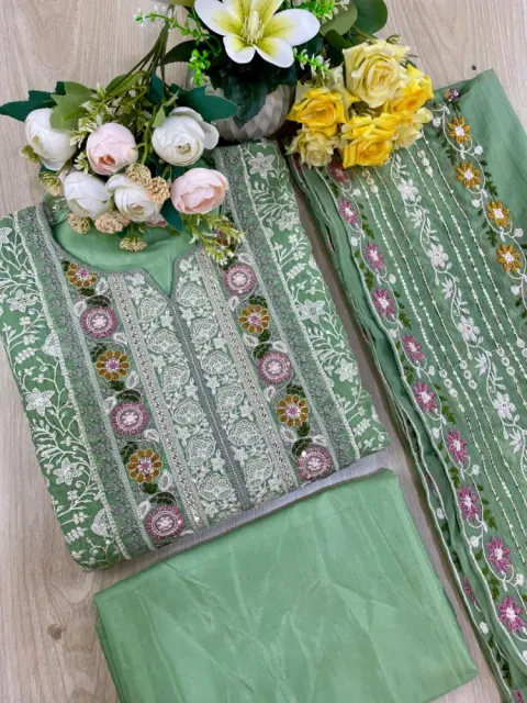 Premium Embroidered Shiffon Georgette 4-Piece For Women - Shopemart 1