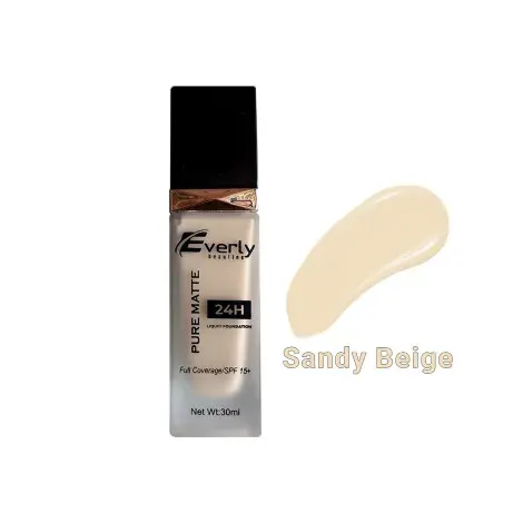Everly Pure Matte Full Coverage Liquid Foundation 24H SPF15 - Sandy Beige — EVERLY sunscreen