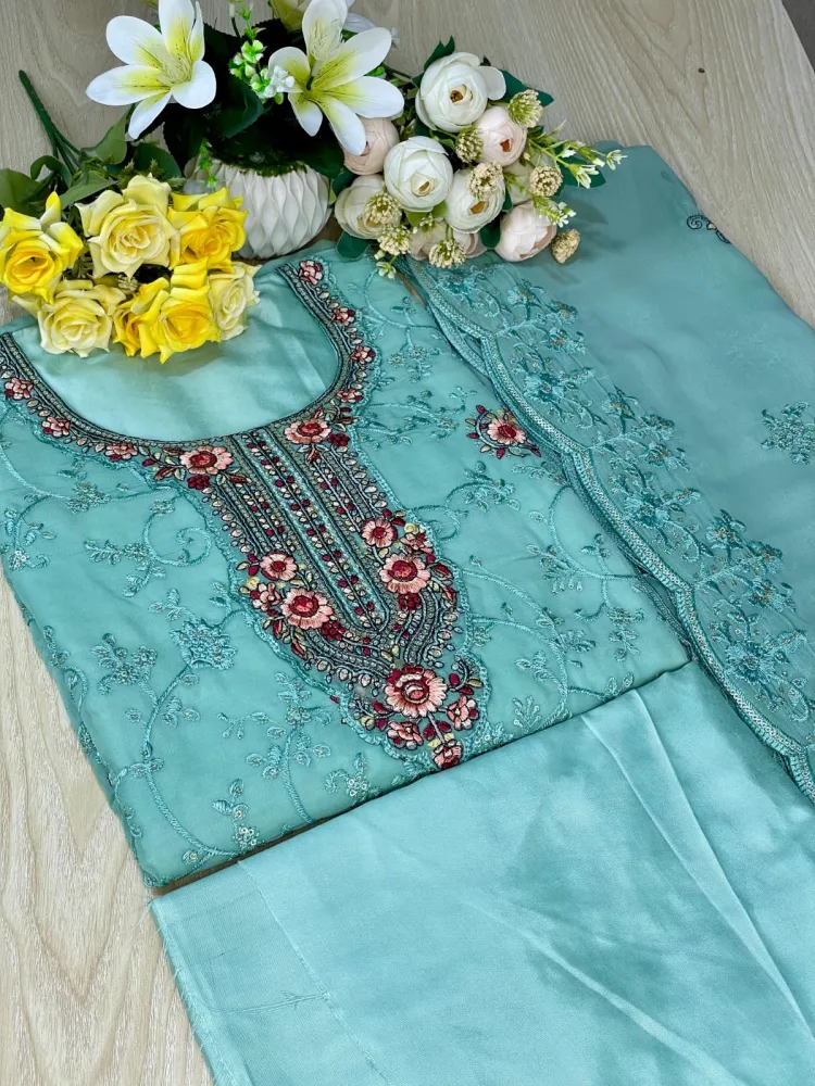Premium Embroidered Soft Georgette 4-Piece For Women - Shopemart 1