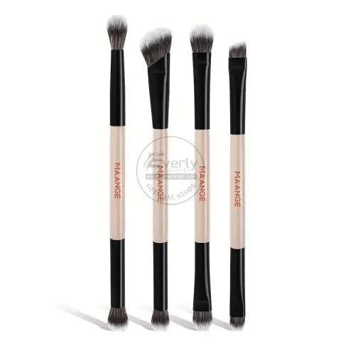 MAANGE 4pcs Double-Ended Professional Makeup Brush Set - Black & Cream — Maange