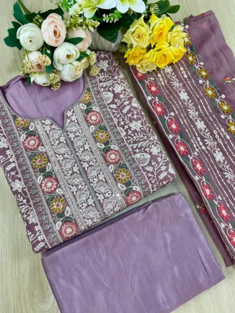 Premium Embroidered Shiffon Georgette 4-Piece For Women - Shopemart 1