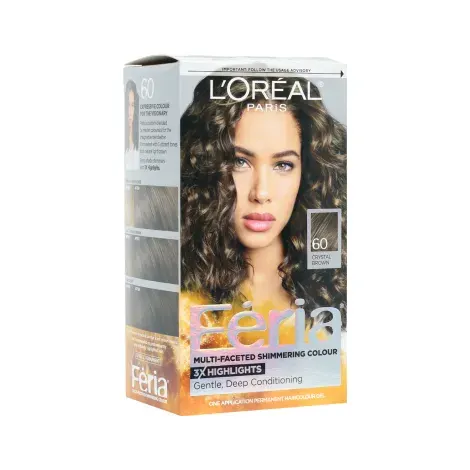 L'Oreal Feria Multi Faceted Shimmering Hair Colour - 60 Crystal Brown — LOREAL hair care product