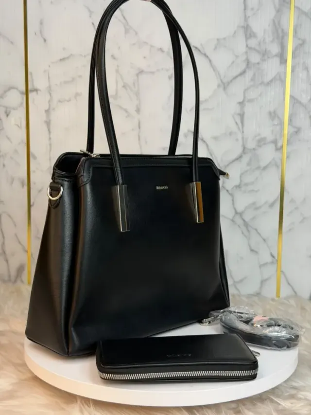 BACCO Premium Women's PU Leather Handbag with Matching Wallet & Shoulder Strap - Shopemart 1