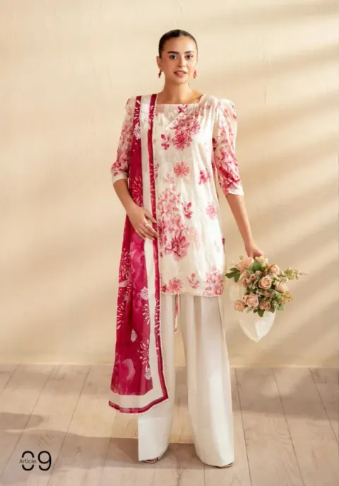 Gulljee Kroma Embroidered Digital Printed Lawn - Shopemart 1