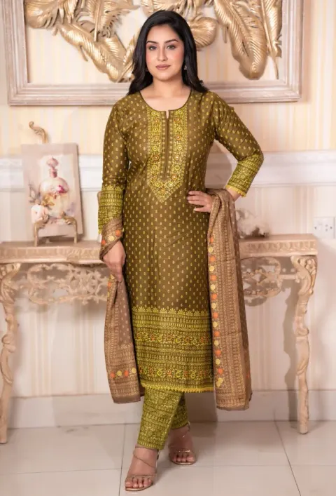 Noor Elegance Cotton Three Piece Set - Shopemart