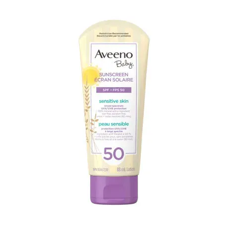 Aveeno Baby Sensitive Skin Sunscreen Lotion SPF 50 88ml — AVEENO sunscreen
